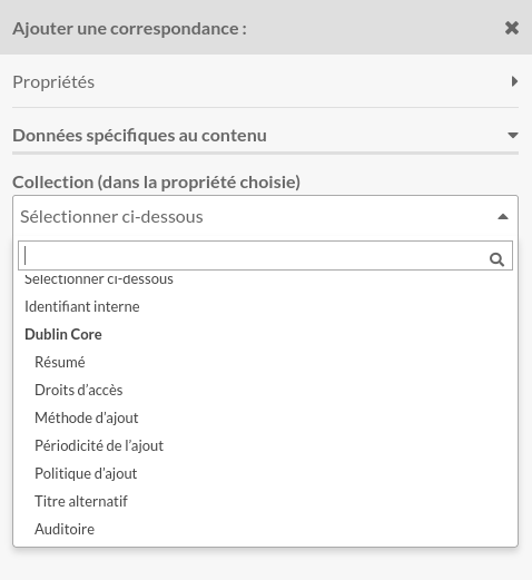 menu déroulant tel que décrit