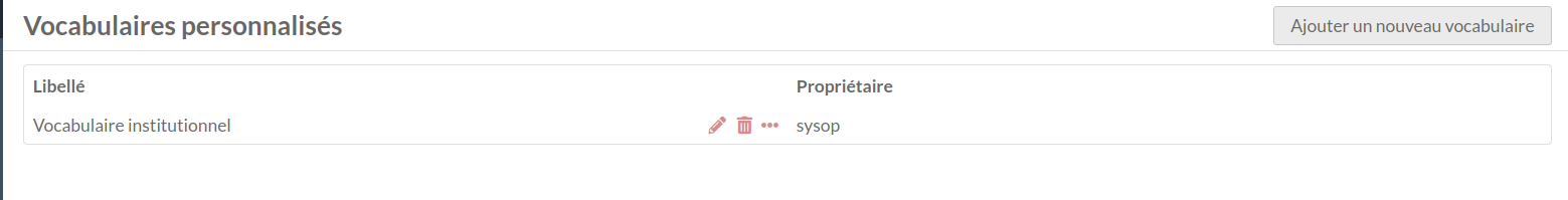 Page Custom Vocab avec deux vocabulaires existants