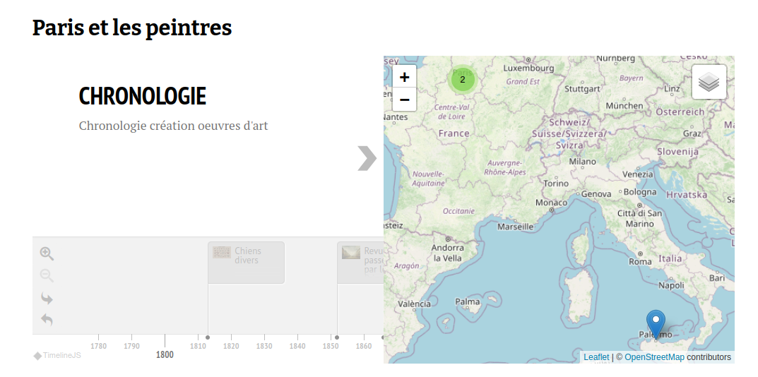 Carte avec frise chronologique