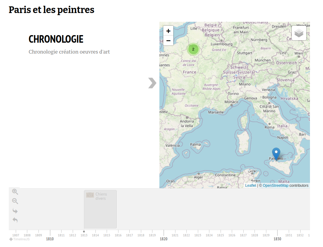 Chronologie en-dessous de la carte