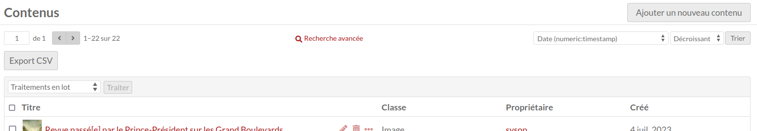 Contenu du menu déroulant avec des propriétés utilisant des données numériques