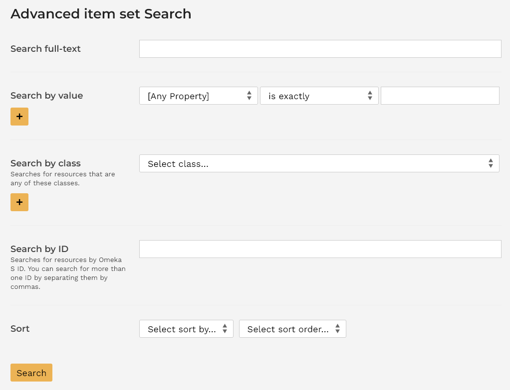 Options de la recherche avancée de collections telles que décrites