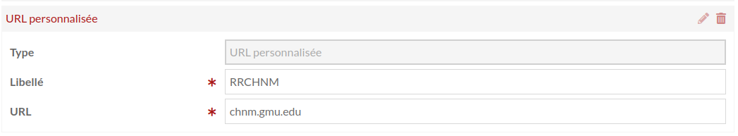 Bloc URL avec le libellé « RRCHNM » et l'URL chnm.gmu.edu
