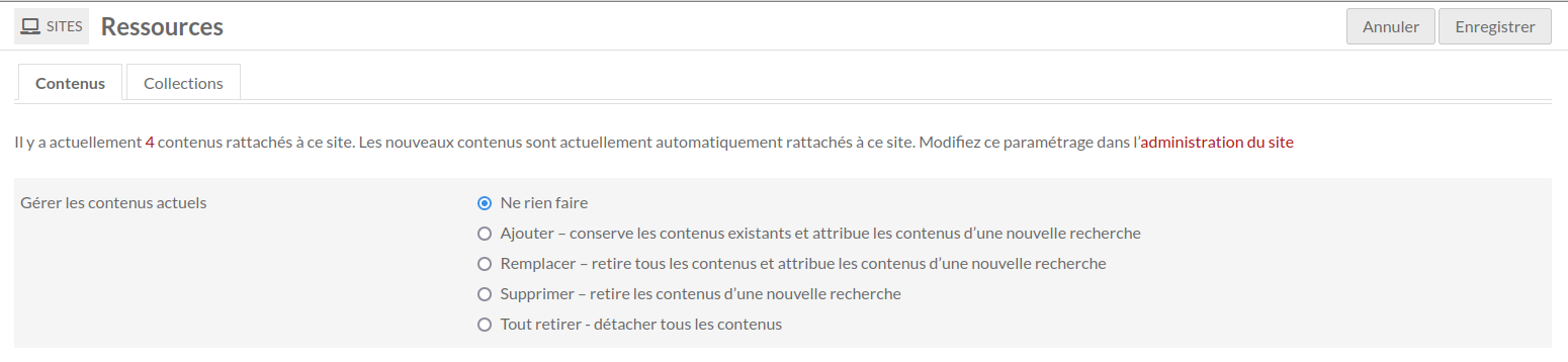 Page des contenus pour un site avec 28 contenus